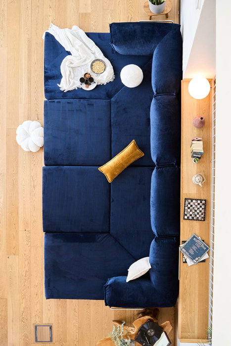 Atelier Del Sofa Kanyon Sofá-Cama Esquinero Azul Marino